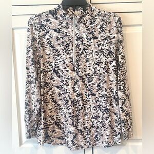 Beachtime Women's Black, Taupe and White Patterned Quarter Zip Like New